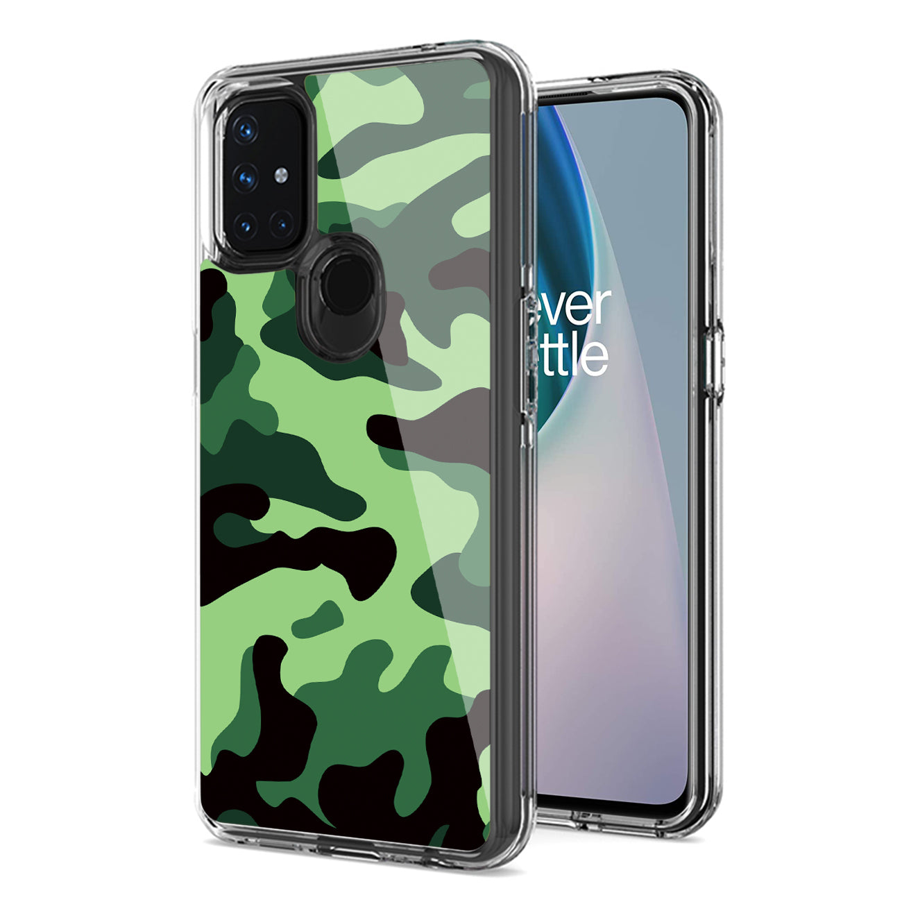 Camouflage Dual Layer Hybrid Hard Plastic and Soft TPU Rubber Case Cover for ONEPLUS NORD N10 5G In Mint Green